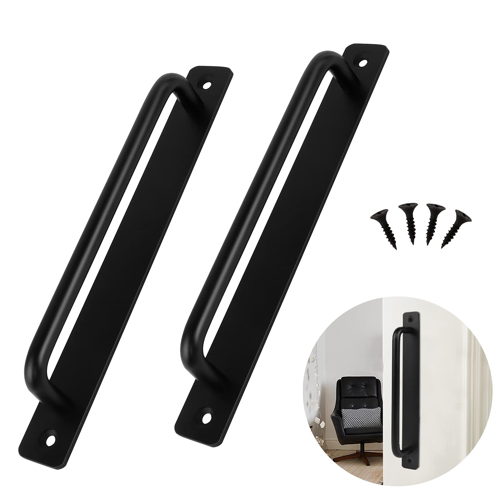 2 szt. Klamka do drzwi, czarna, ze stopu aluminium, ciężka klamka do drzwi przesuwnych do drzwi wewnętrznych i zewnętrznych, 211 mm