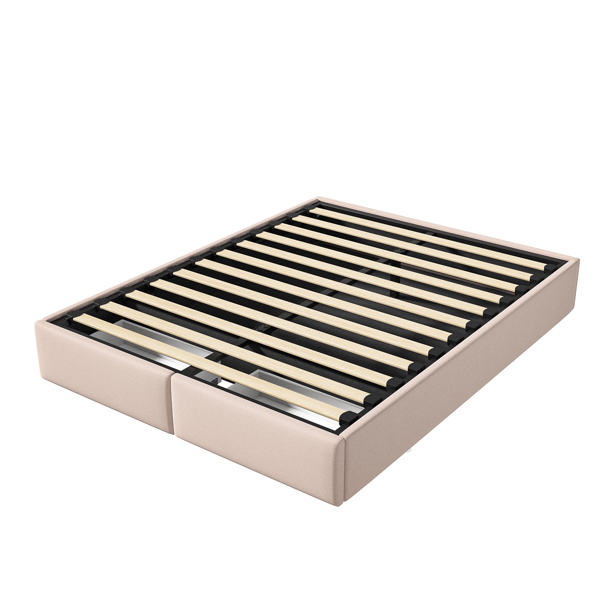 Cama canapé 160x200 cm con sistema hidráulico, 2 cajones, somier de láminas, estructura de metal, tapizada en lino - Beige - 7