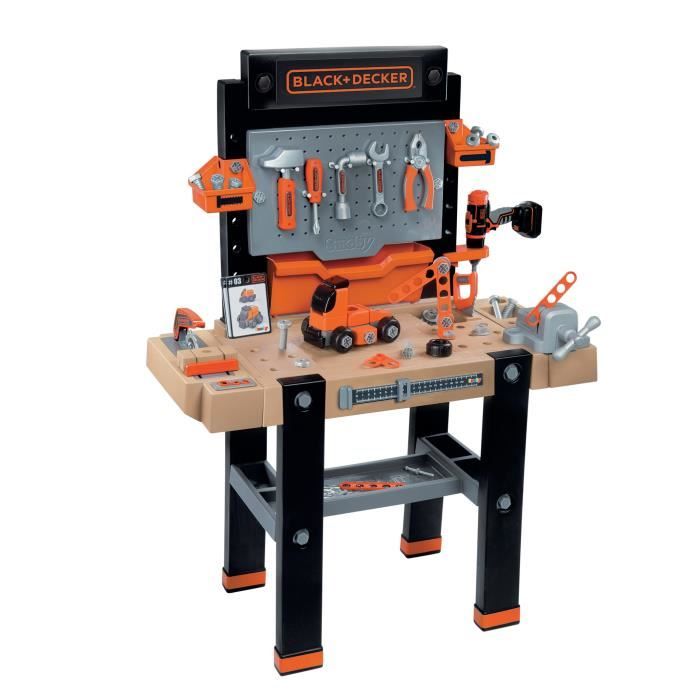 Smoby - Etabli bricolo Ultimate Black and Decker - Bruits réalistes - 95 accessoires - Voiture a construire - Fabrication française - 2