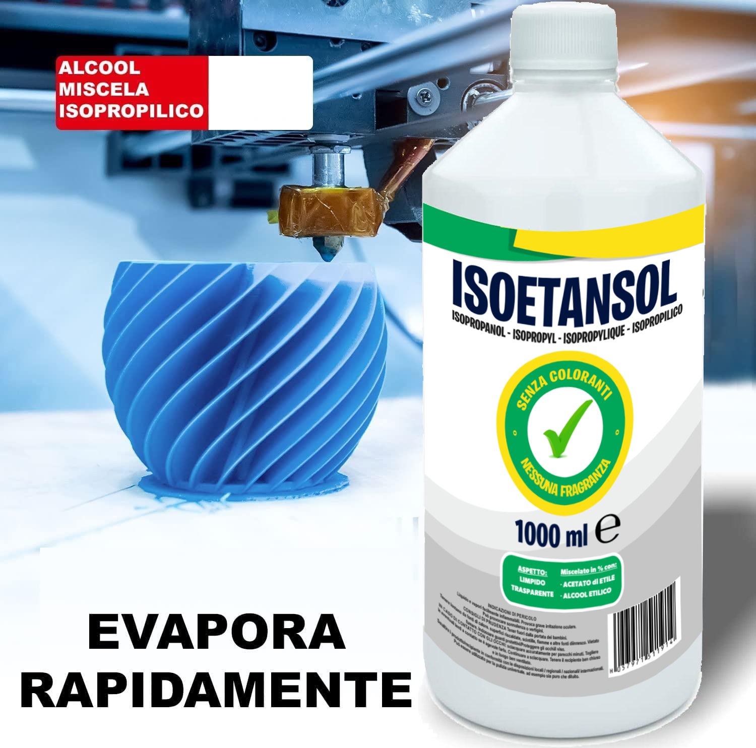 2x1 - ISOETANSOL 100AE Isopropanolo Alcool ISOPROPILICO DENATURATO MISCELATO detergente da 1 Litro… - 3