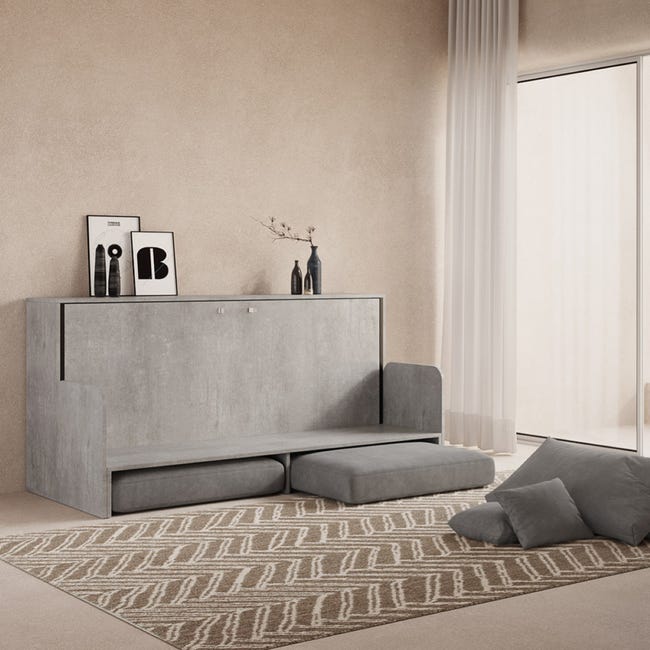 Letto singolo a scomparsa orizzontale DIBE Sofà Cemento