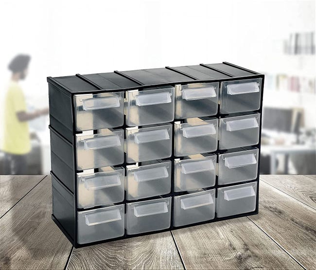 Organisateur De Tiroirs 16 Compartiments – Boîte Rangement Pièces Détachées 52x16x37 Cm, Parfait Pour Vis, Écrous, Couture