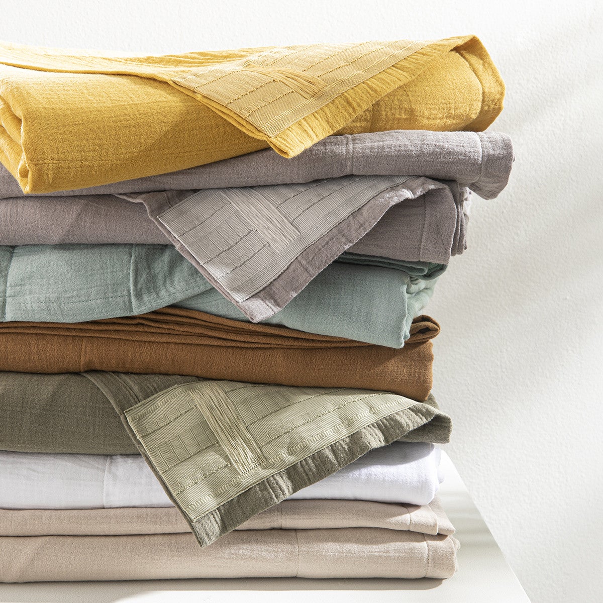 Rideau uni en gaze de coton pattes cachées à l'unité 140x260cm jaune - 5