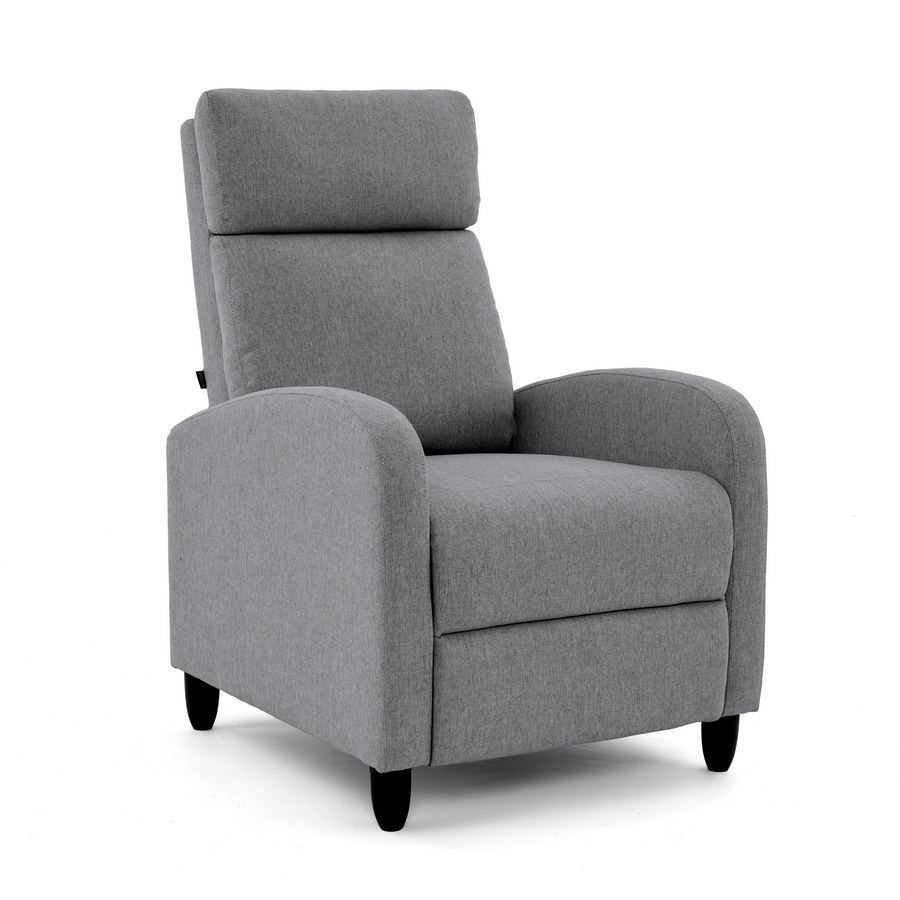 Sillón reclinable de tela gris con reposabrazos