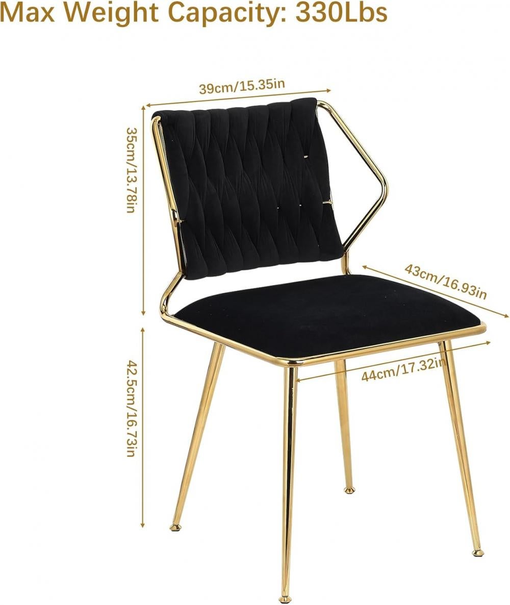 Lot de 2 chaises de salle à manger rembourrées en tissu velours avec pieds en métal 44 x 43 x 77 cm - 4