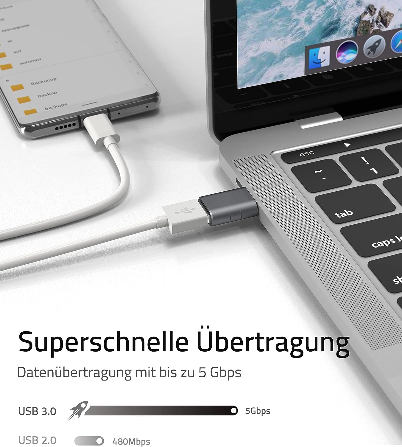 Adattatore USB-C A USB 3.1 Gen 2 - Trasferimento 10Gbps E Ricarica Rapida 5V/3A