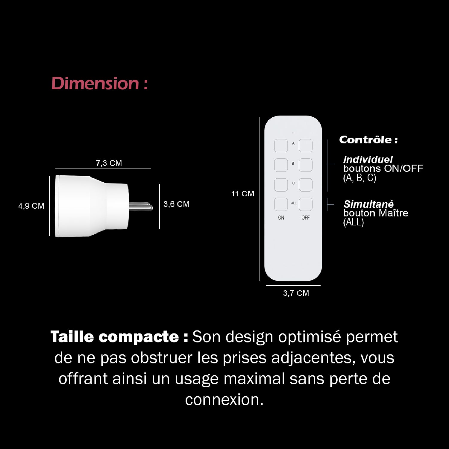 Lot de prise 2300W télécommandée intérieure - 8