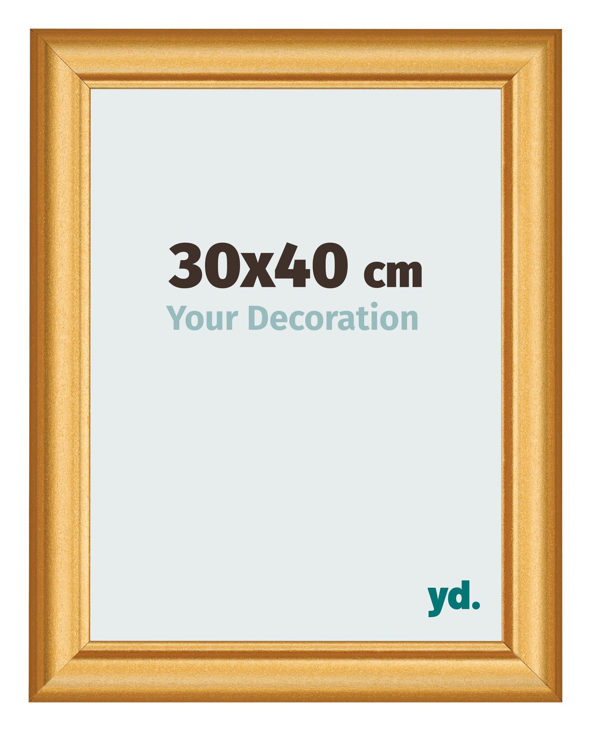 ByMoris Cornice 30x40 Cm In Legno MDF Colore Oro Sfumato - Vetro Acrilico Antiriflesso, Made In Germany, Larghezza 35 Mm