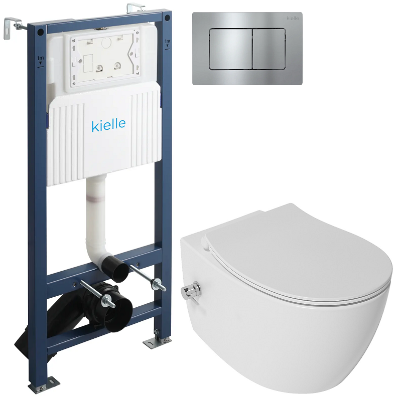 ALL IN ONE Incastrat - Kielle + Isvea Sentimenti CleaRim - Cu functie bideu si baterie actionare jet - Gata de montaj