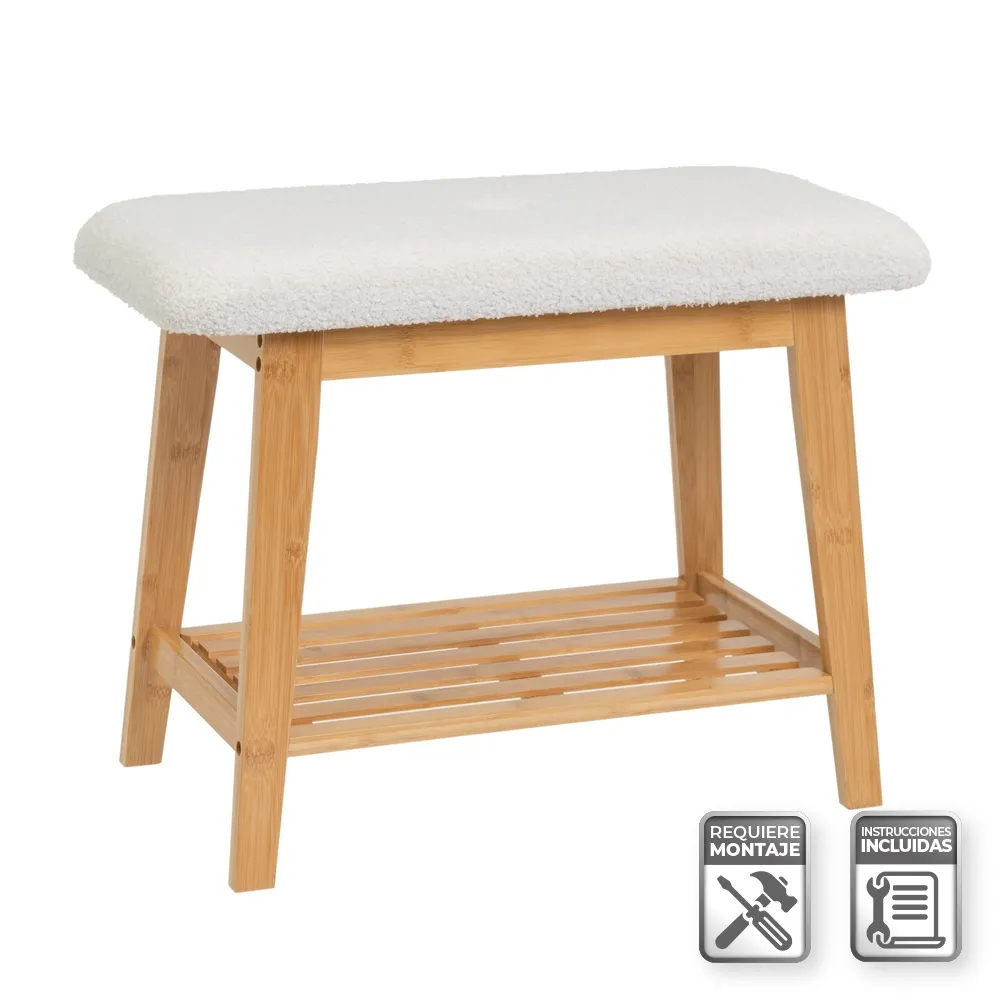 Perchero Con Zapatero Tornio Bambú 168 X 70 X 35 Cm Natural [en.casa