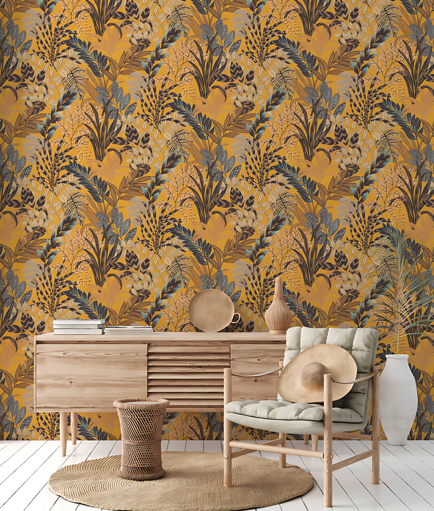 Profhome 378601-GU Carta da parati floreale leggermente strutturata opaco 5,33 m2 - 6