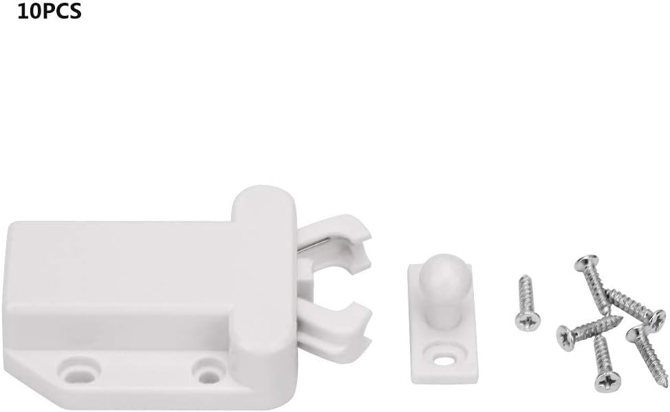 Pestillo Táctil De Empuje Seguro, Blanco, Estándar (2-3/8 Pulgadas De