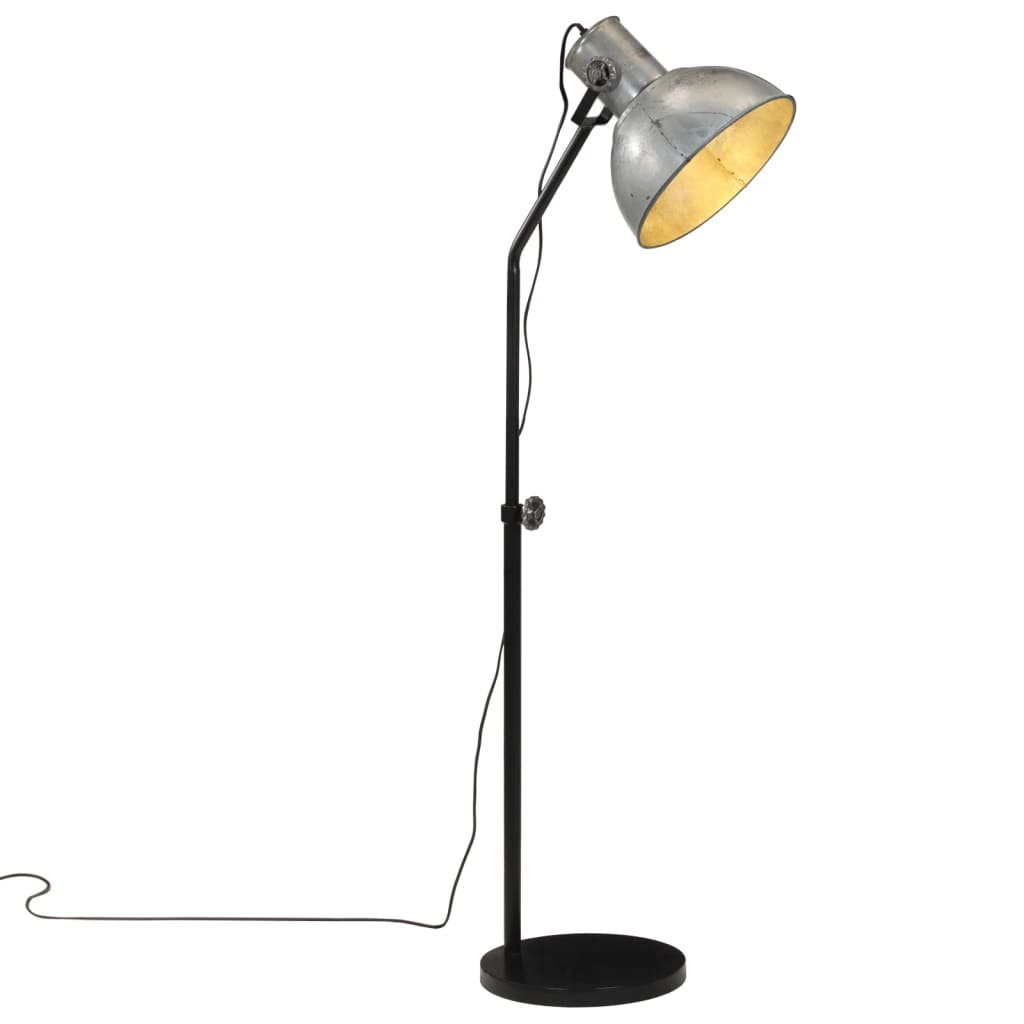 Lámpara De Pie Trevi – Metal Plateado, 93 Cm, Con Portavelas Y Cristal, Estilo Clásico