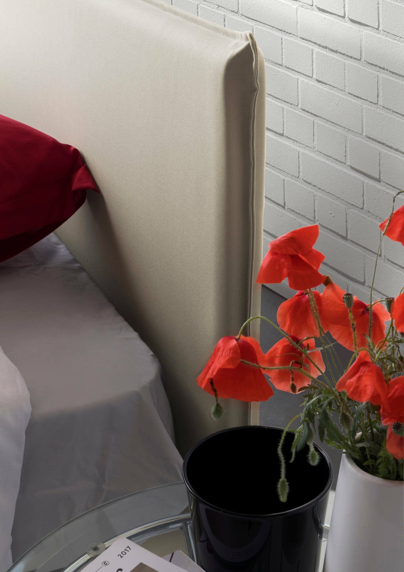 Lit Double Made in Italy, Déhoussable avec Rangement, Taille Matelas 160x200 cm, Blanc - Arcan - 5