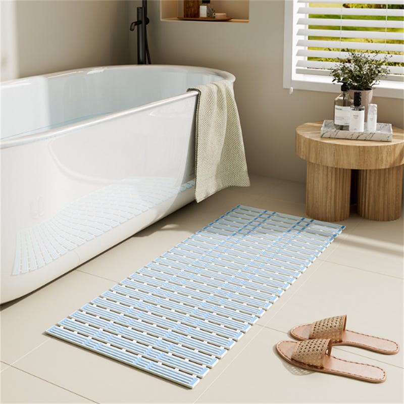 Tappetino Antiscivolo Per Vasca E Doccia 71x38 Cm Con Ventose E Fori Di Scarico - Beige Lavabile