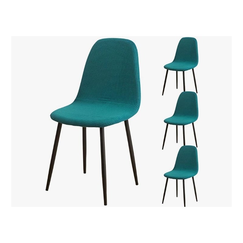 Zestaw 4 bordowych, elastycznych, żakardowych pokrowców na krzesła do jadalni