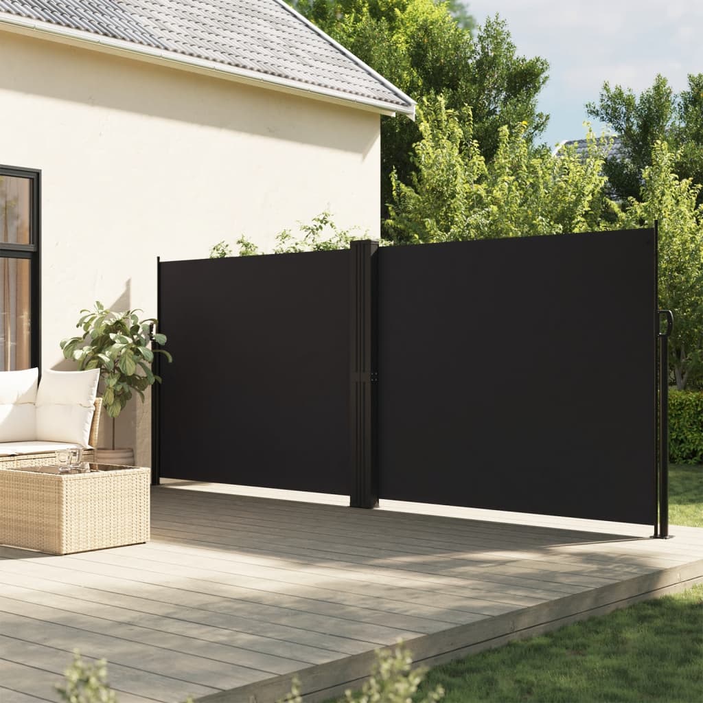 Toldo lateral | toldo exterior | toldo parasol retráctil negro 160x1200 cm cfw164087