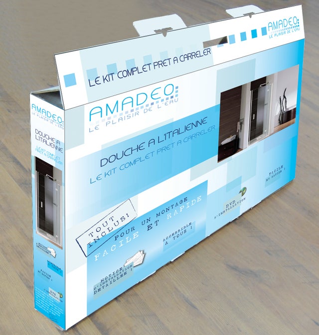 Kit complet receveur à carreler FLATBOARD 4 pentes 90 x 185 cm Excentré