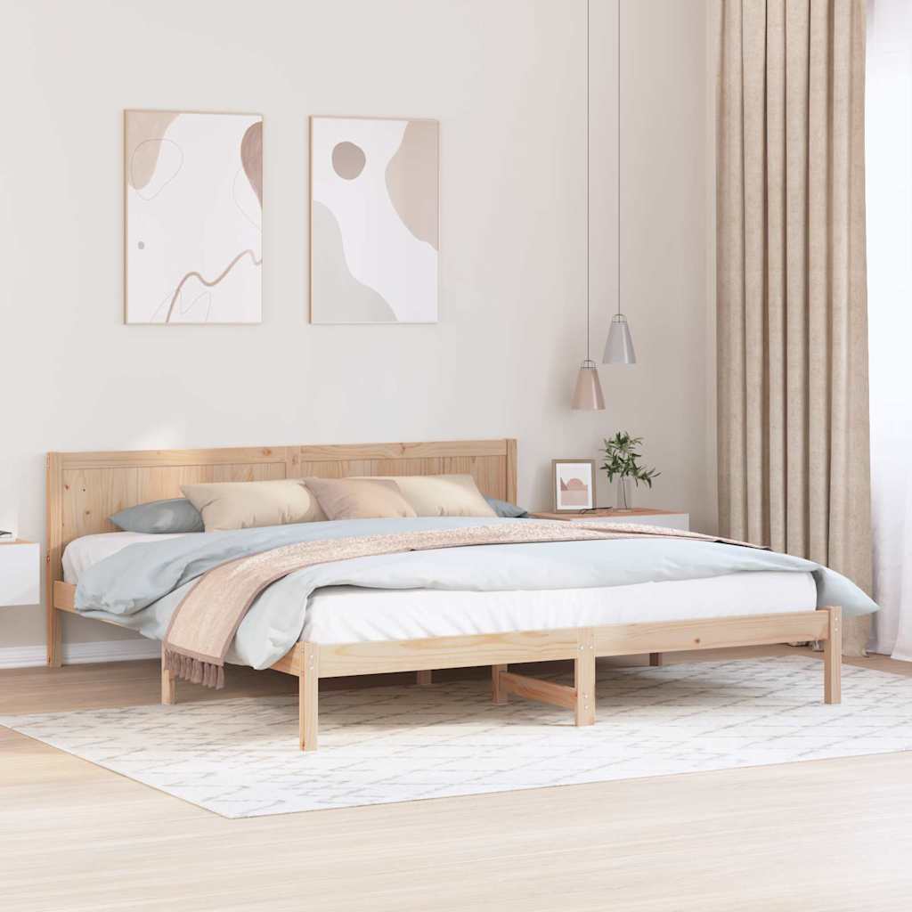 Łóżko Drewniane Brązowe Rama Łóżka Ze Stelażem Sypialnia Pokój 180 x 200 cm