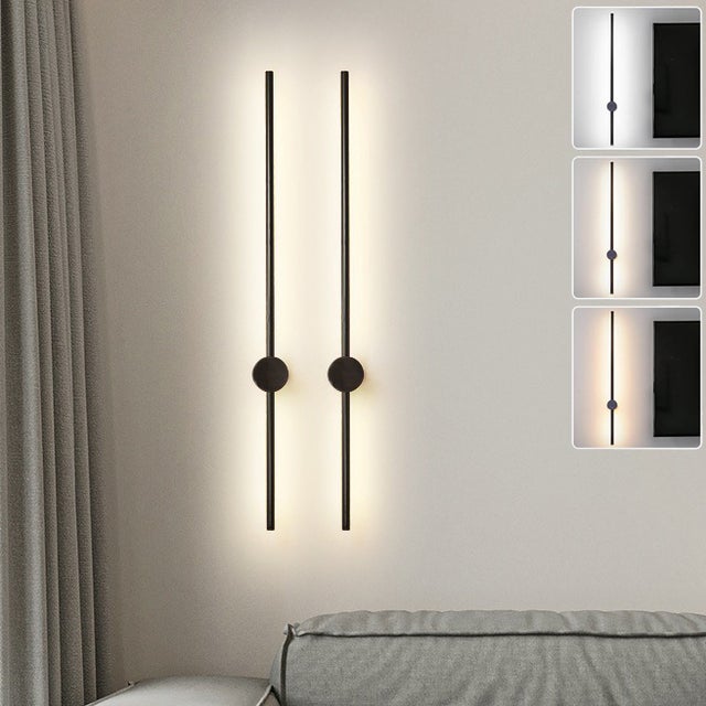 Zestaw 2 kinkietów LED 60 cm, obrotowy lampka nocna 350°, dekoracyjne oświetlenie wewnętrzne, 3 regulowane temperatury barwowe, czarny