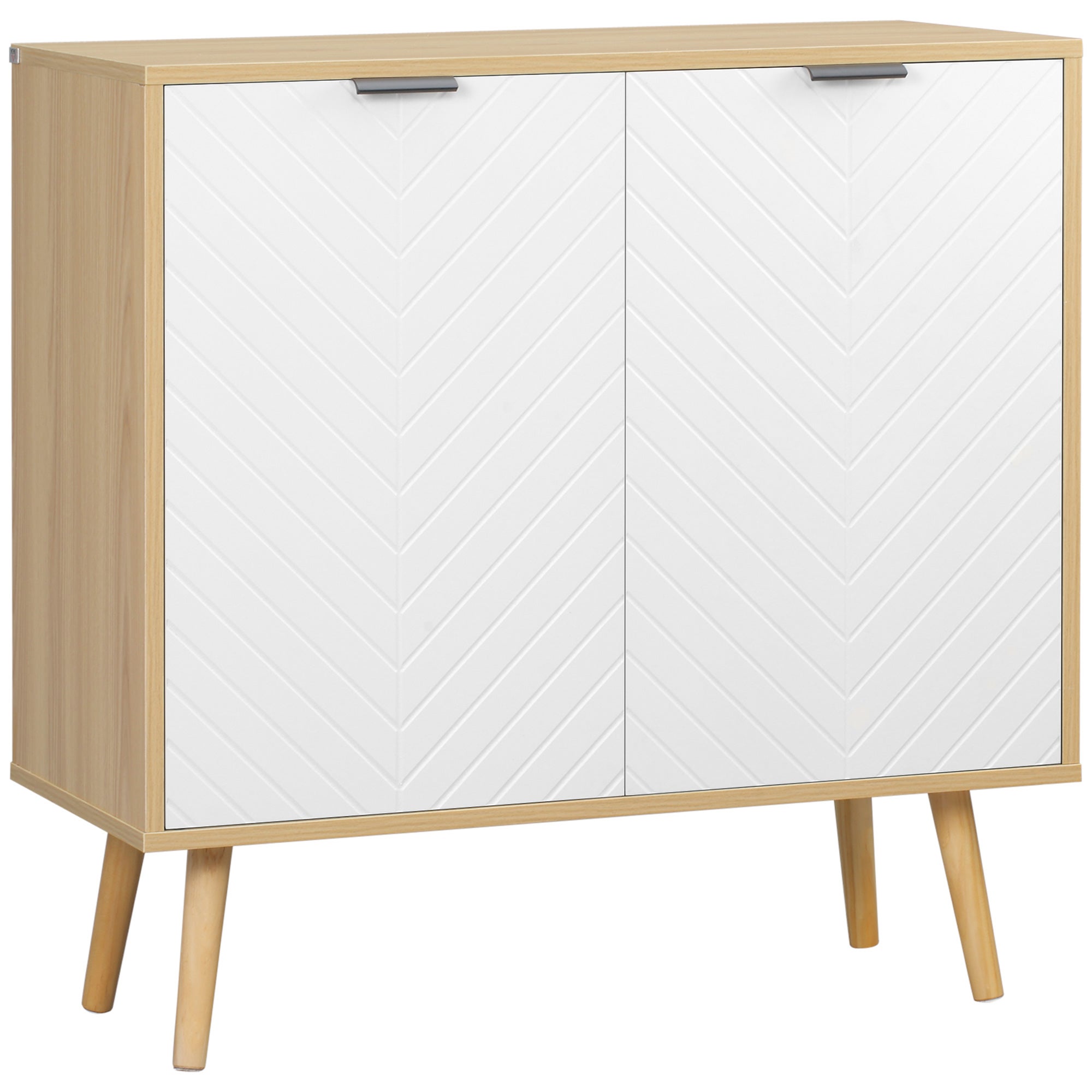 Armario multifuncional moderno en tablero de partículas y pino, 3 estantes regulables, para entrada, salón, cocina y baño 77x35x77,5 cm.