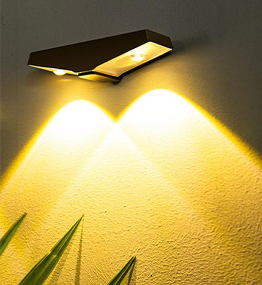 Zestaw 2 indukcyjnych lamp ogrodowych zasilanych energią słoneczną, dekoracyjne oświetlenie ścian i ogrodzeń (ciepła biel)