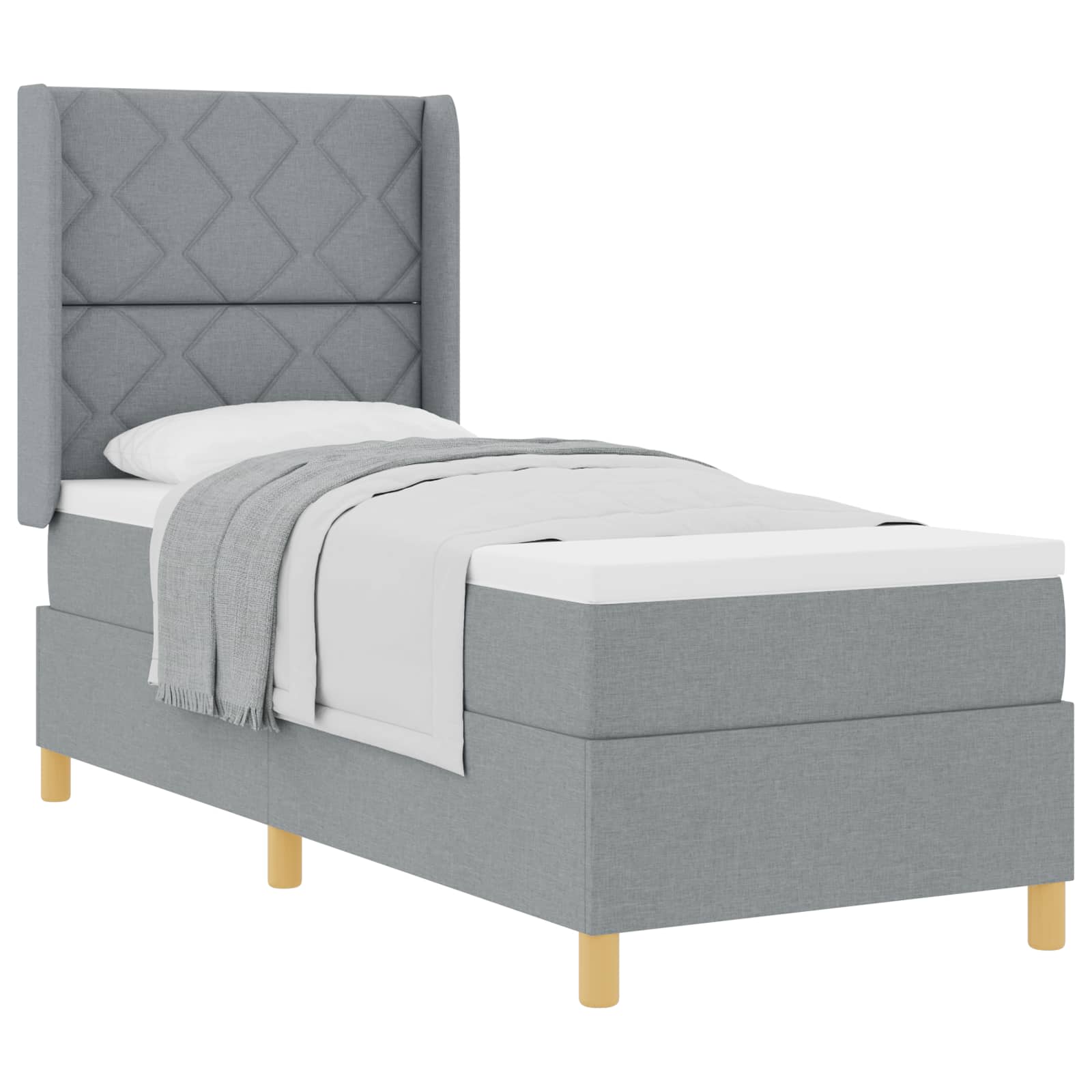 Cama tipo Box Spring con cabecera Gris Claro 80 x 200 cm tela | Leroy ...