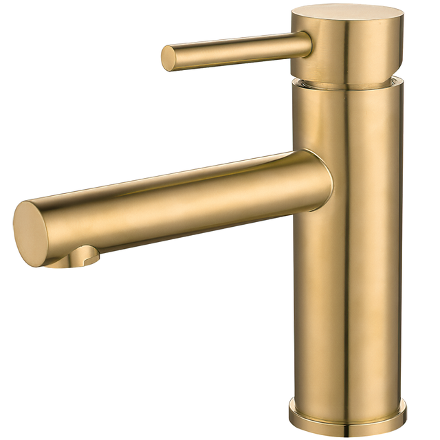 VALAZ Rubinetto Bagno Lavabo Dorato Spazzolato Protezione PVD | Miscelatore Lavabo Bagno Acqua Fredda e Calda, Risparmio Acqua | Installazione Facile