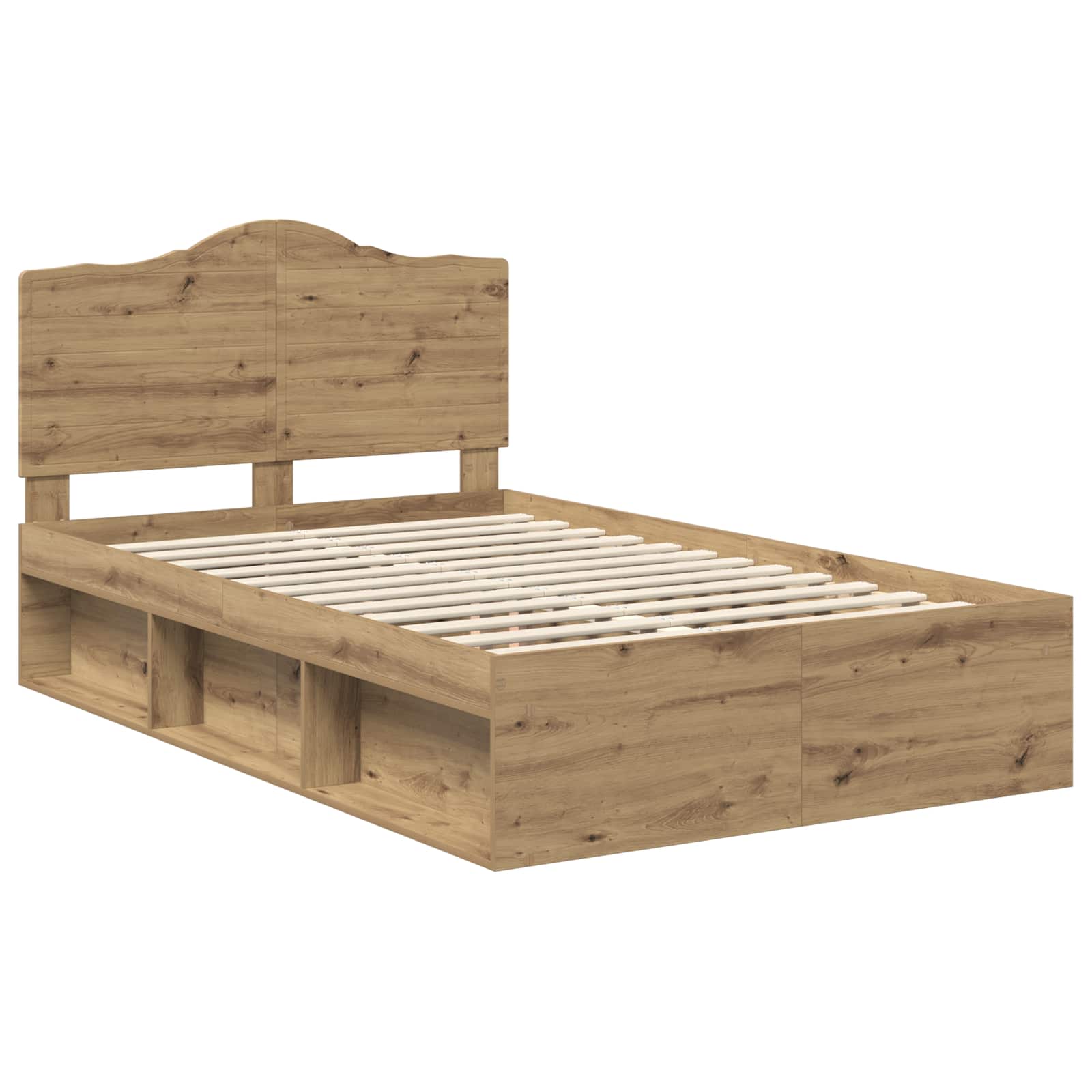 Cadre de lit chêne artisanal 120 x 190 cm bois de pin massif - 4