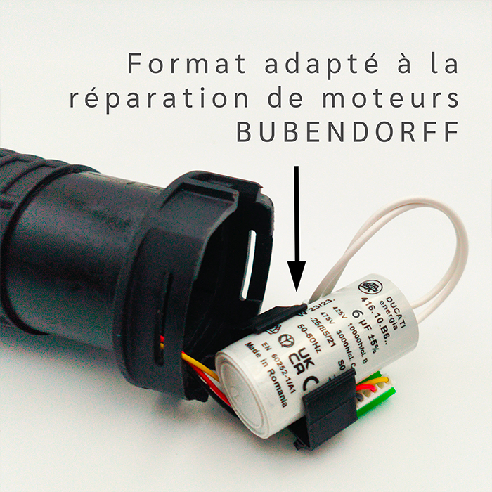 Condensateur 6 µF Pour Moteur De Volet Roulant BUBENDORFF - Avec Connecteur JST, Référence CONDO6JST - Neuf, Fabriqué En Italie
