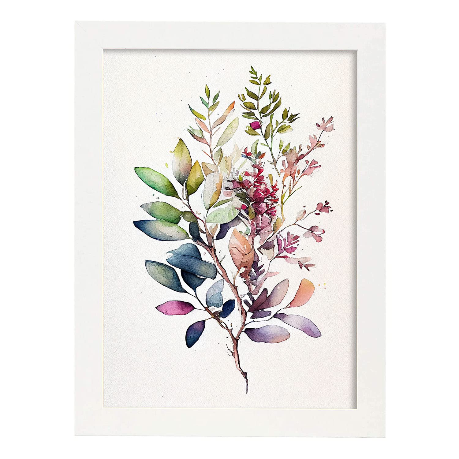 Nacnic poster de bouvardia estilo nórdico ilustraciones de botánica con flores y plantas en acuarela diseño moderno y modelo 3 a3 con marco blancos
