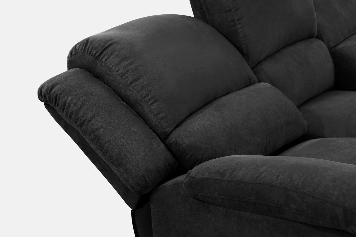 Loungitude - RELAXXO - Canapé Relaxation 3 places Microfibre LEO - Noir - 7