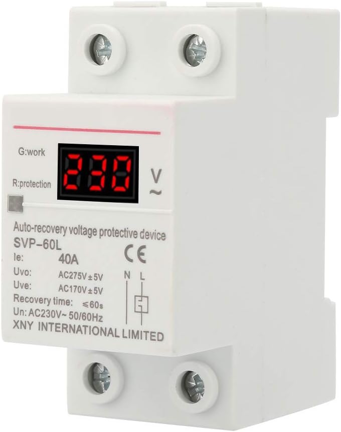 Protezione Di Sovratensione E Sottotensione 230V 63A 2P – Stabilizzatore Con Display LED, Regolazione Da 1 A 63A E Riarmo Automatico