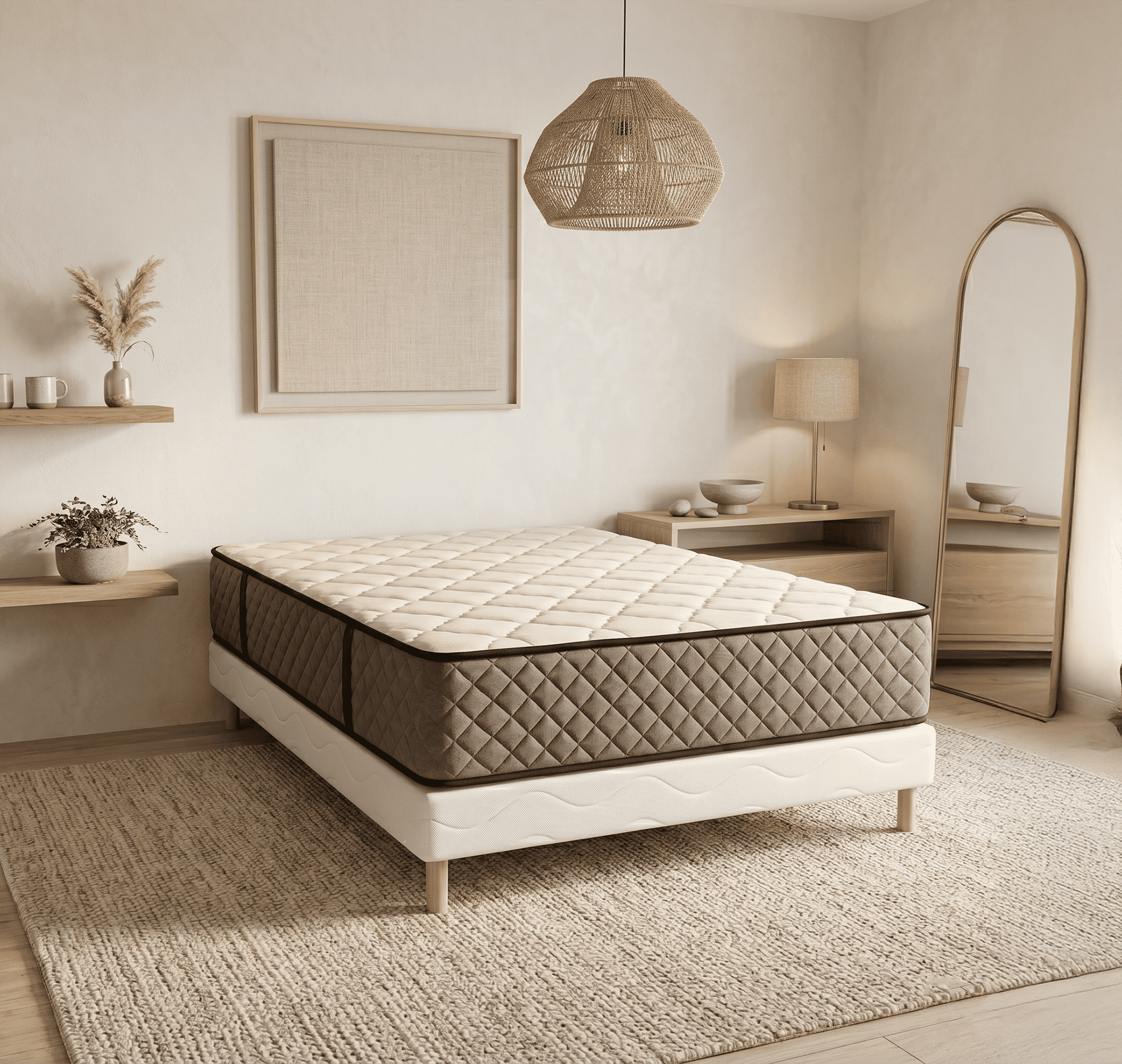 Ensemble Hotel Confort 180x200 cm Hauteur 30 cm Mousse haute résilience avec Sommier Tapissier 2 Blocs Soutien ferme - 4