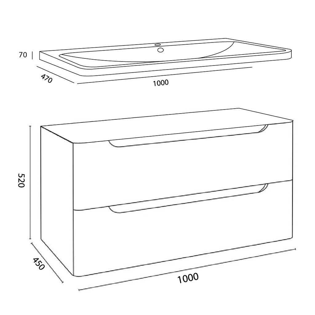 CONJUNTO MUEBLE DE BAÑO SUSPENDIDO MODELO IRUN 100 CM. 2 CAJONES ROBLE ALBA Y LAVABO COSMOS - 3
