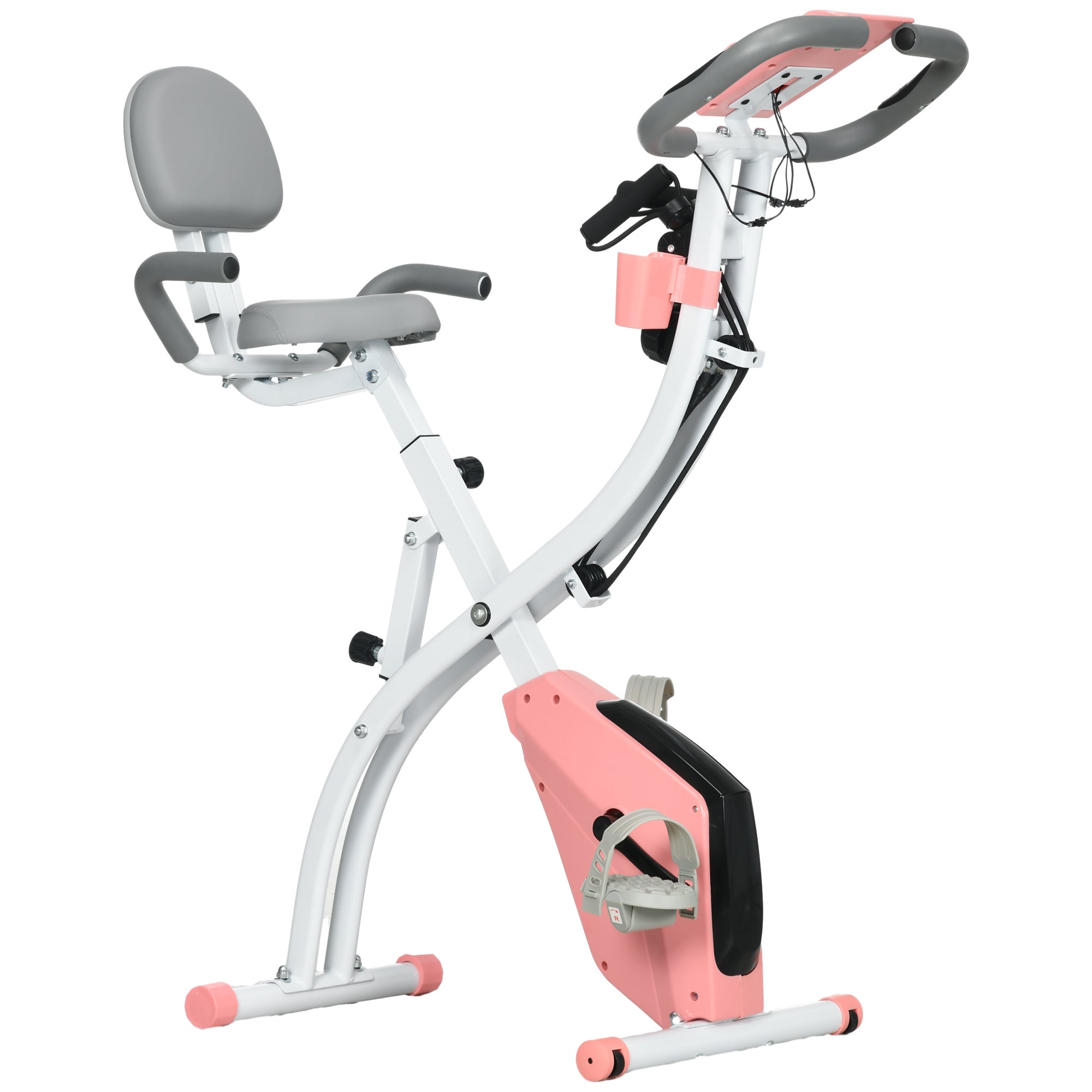 Cyclette Pieghevole Mengmiao 5 In 1 – Resistenza Magnetica Silenziosa 8 Livelli, Schienale Ergonomico, Display LCD