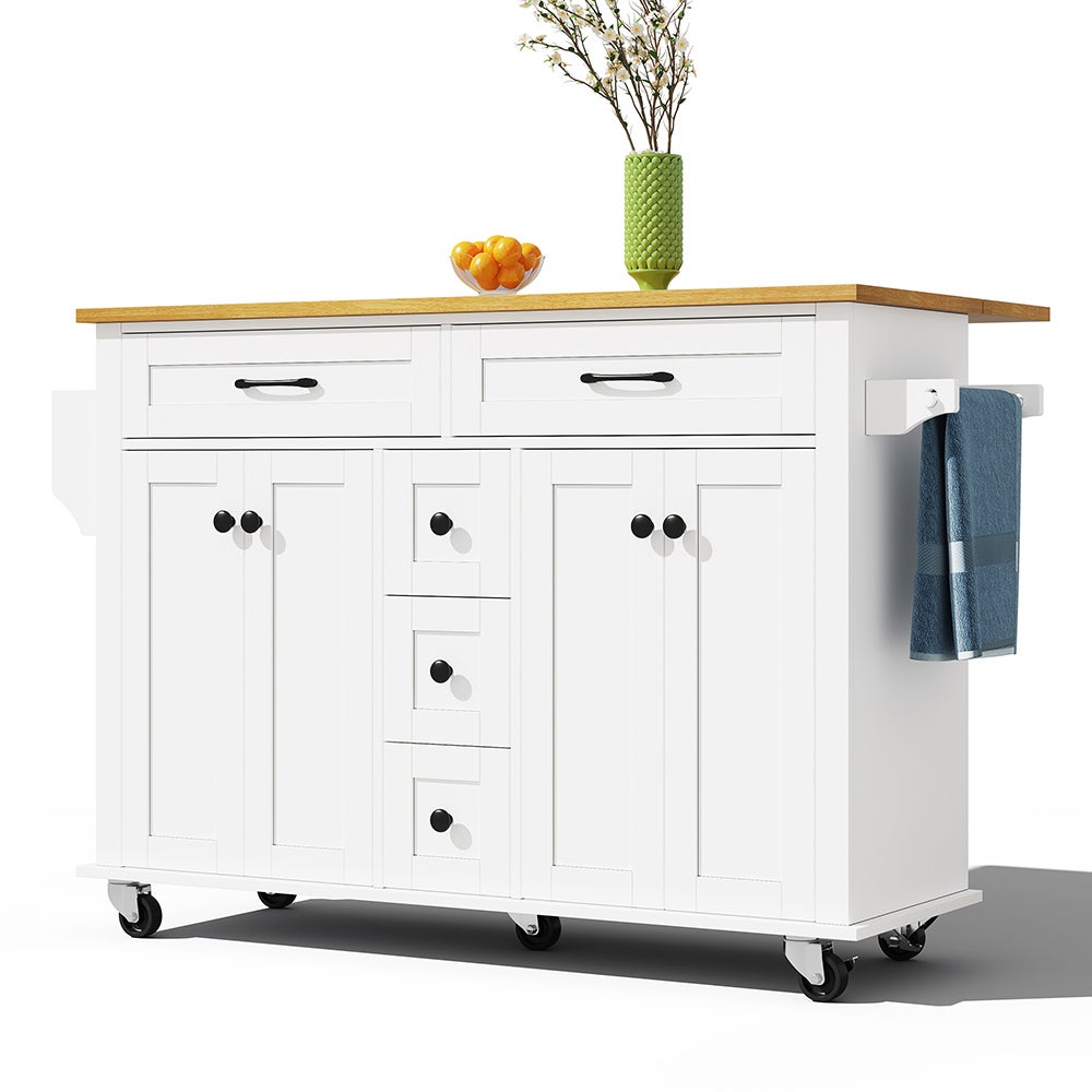 Îlot De Cuisine Mobile Avec Plan De Travail Et Tiroirs - 140 X 40 X 93,5 Cm (dépliable 70 Cm), Roulettes, Rangement Ajustable, Noir Et Grain Bois - 10