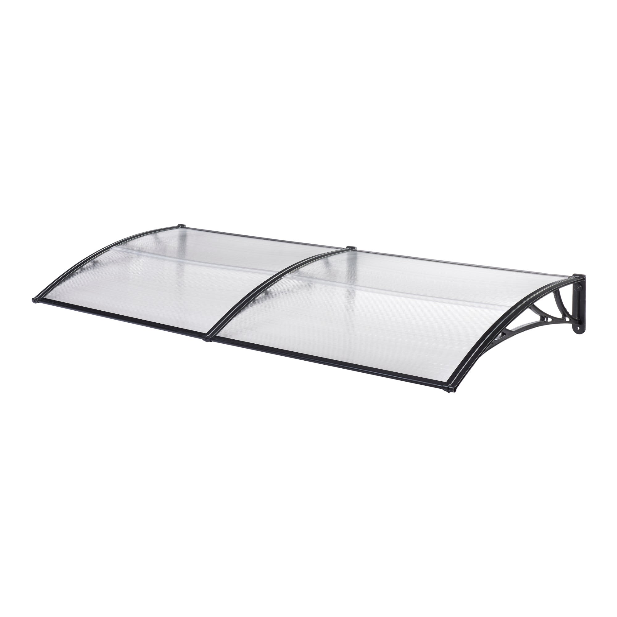Toldo exterior Mellerud para portas com proteção policarbonato / plástico 240 x 100 cm - Transparente e Preto [en.casa] - 2