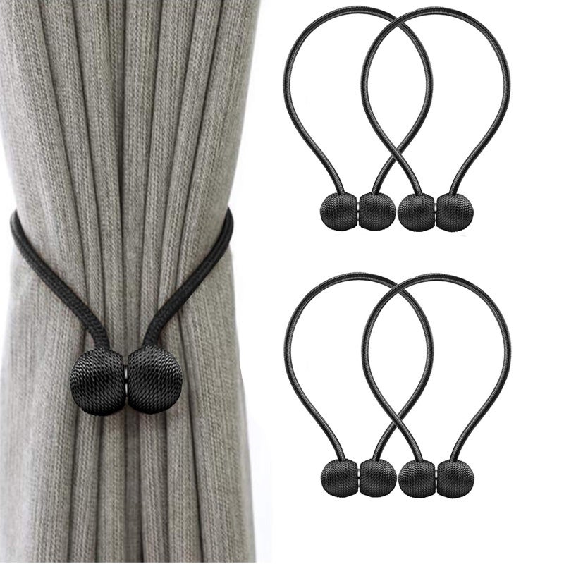Paski magnetyczne z klamrą do zasłon, klamra do zasłon na kask, długość całkowita 48 cm (czarne)