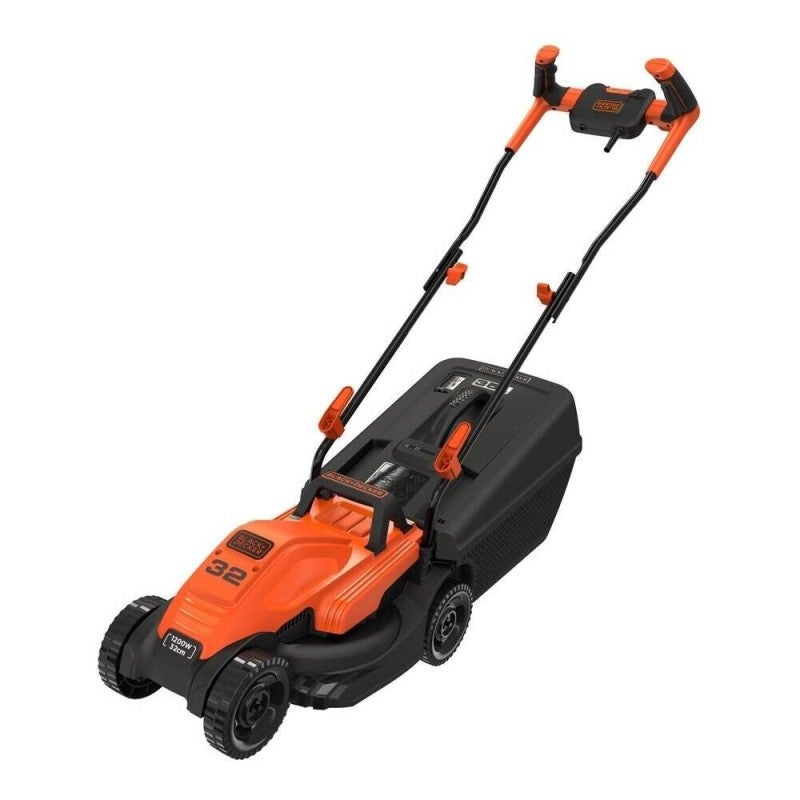 Kosiarka ręczna 1200 W z ostrzem 32 cm, kierownicą rowerową i pojemnikiem na trawę o pojemności 35 l – Black & Decker - 2