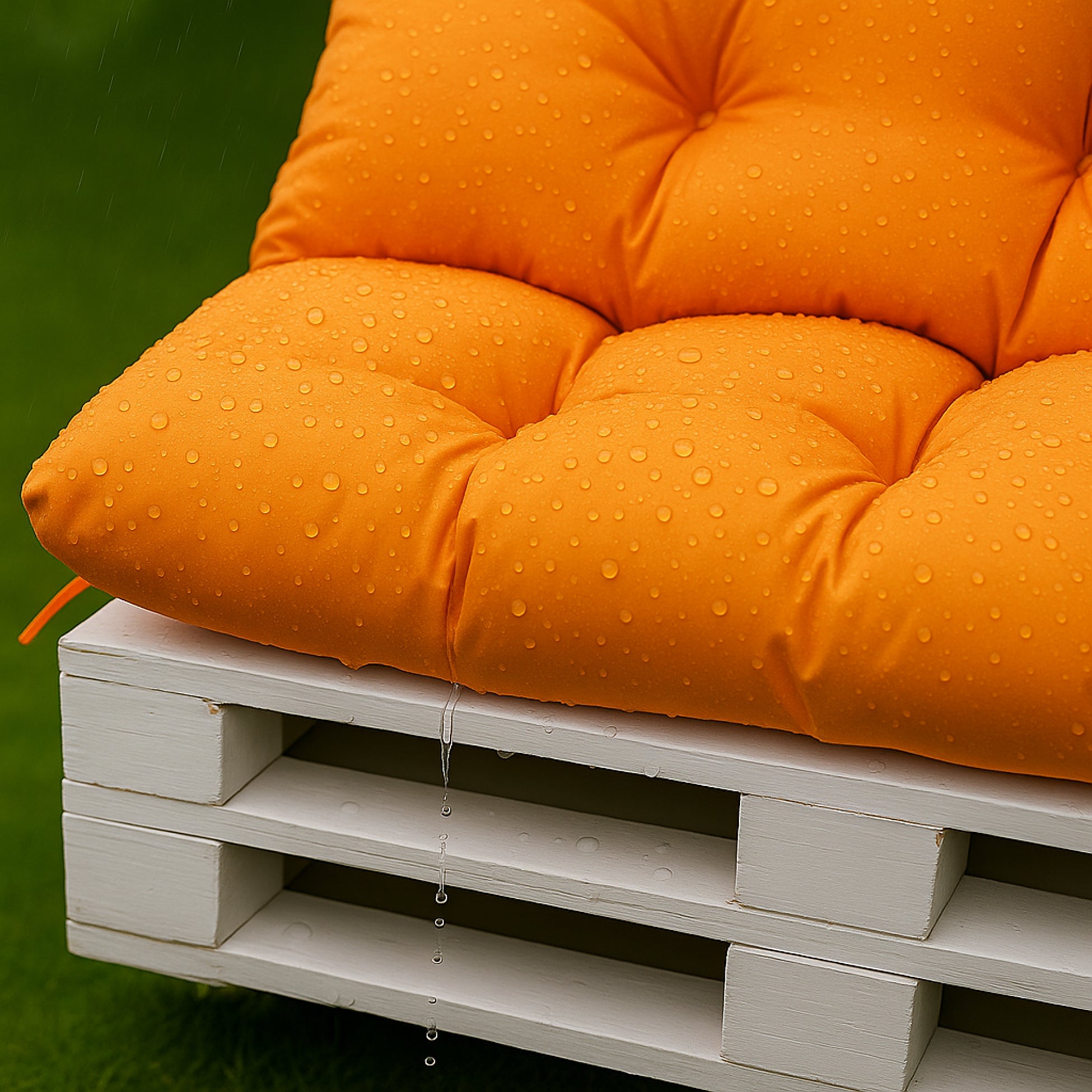 Set coussins pour palettes 120x50 avec dossier 120x40 orange – coussins extérieurs pour canapé palette, matelas de jardin épais - 6