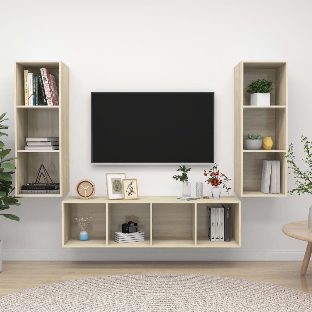3-cz. zestaw szafek TV, dąb sonoma, materiał drewnopochodny