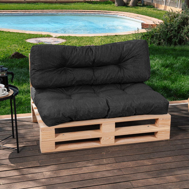 Coussins palette lot en polyester BANANAIR 120x80x15 cm noir - 7