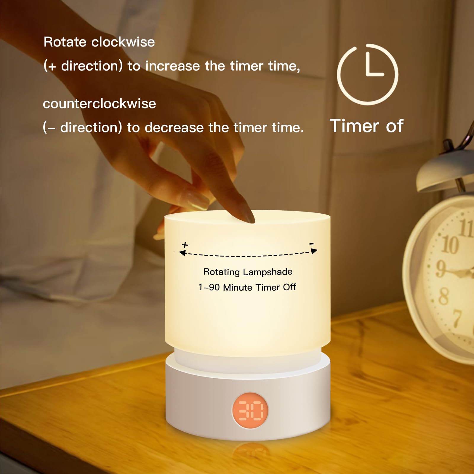 Lampada Da Lettura LED Dimmerabile Con Timer, Pannello Trasparente 3 Colori, Portatile E Ricaricabile, Per Notte E Viaggio, 1200 MAh