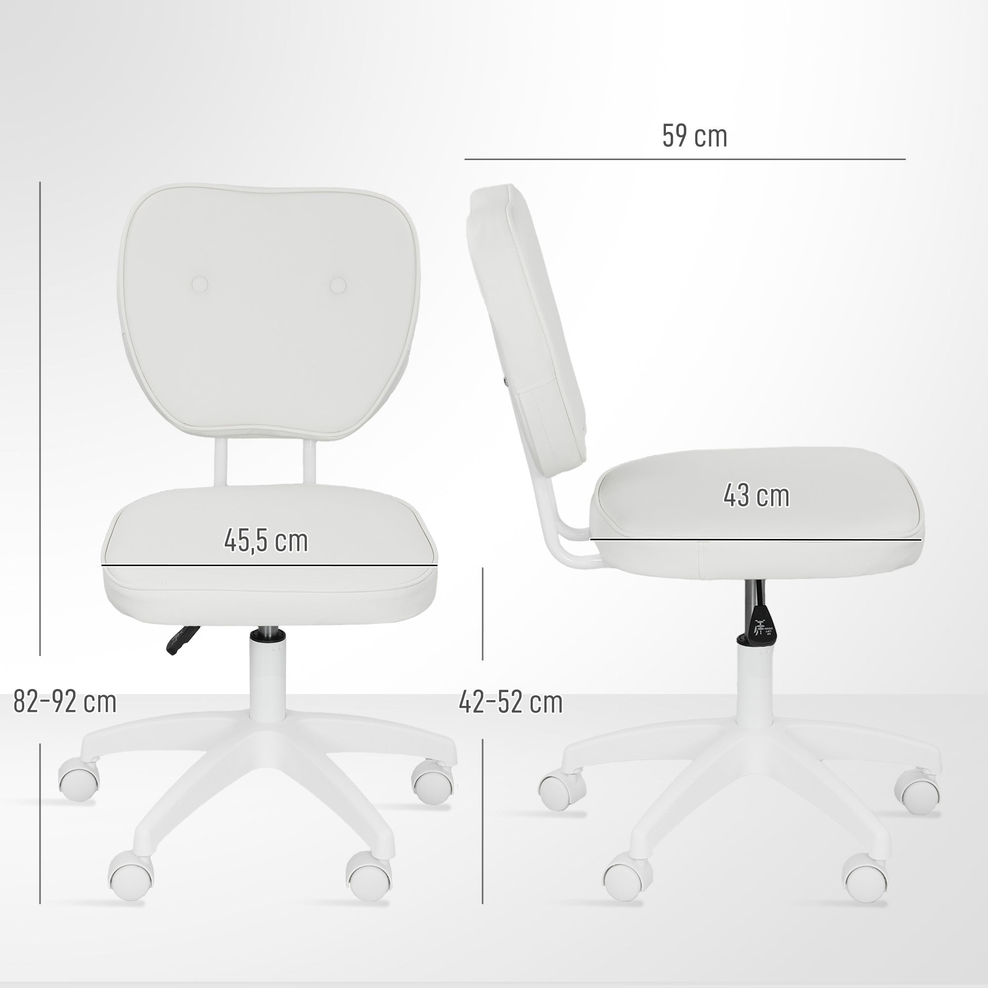 Chaise de bureau sans accoudoirs hauteur réglable polyuréthane blanc ...
