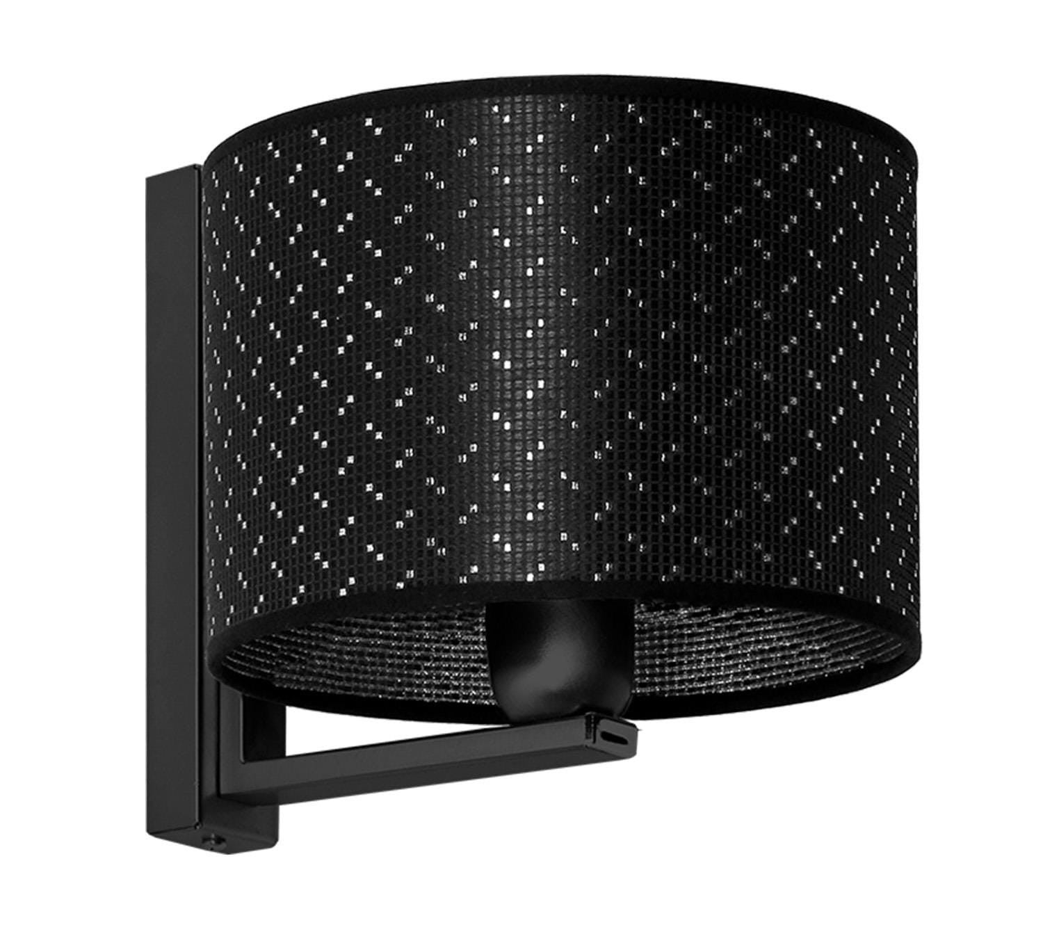 Kinkiet ścienny Prias czarno-srebrny 1xE27x60W wym: 20 x 20 cm tkanina IP20 Lampex