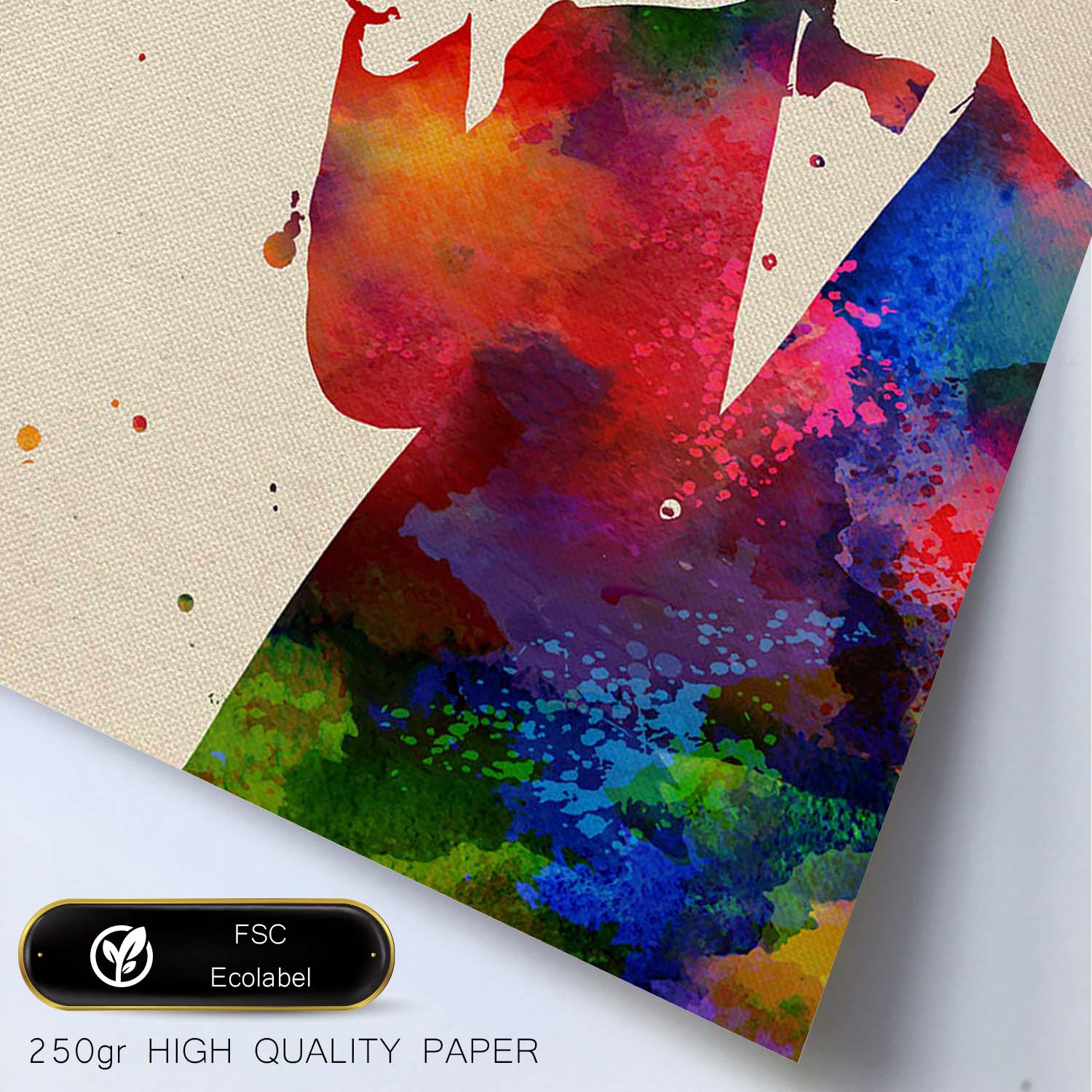 Affiche Alfred Hitchcock Avec Conception Aquarelle. Mélange De Feuilles Avec Un Cadre De Style De Style Aquarelle Clair A3 - 2