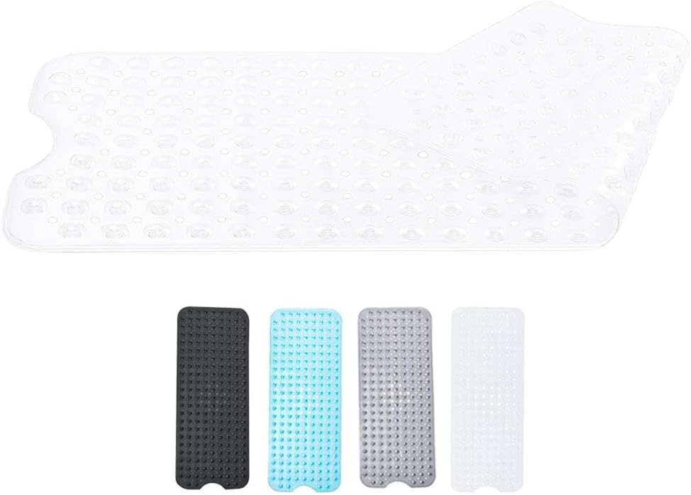 Mata łazienkowa antypoślizgowa, przezroczysta, 100 x 40 cm, z mocną przyssawką zapobiegającą powstawaniu pleśni, nadaje się do prania w pralce.