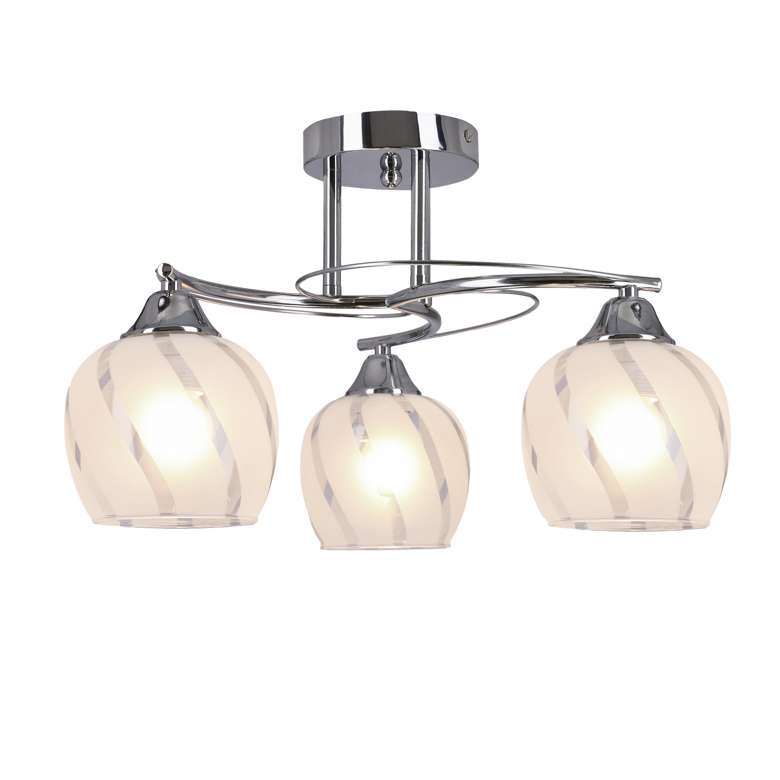 Lampa sufitowa przezroczysty wzór na kloszach Prego chromowana-srebrna 3xE27x40W metal wym:27x48x48cm IP20 Candellux - 3