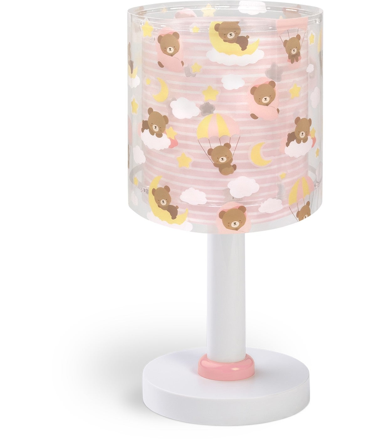 Lampada Da Comodino Relaxdays Con Cuoricini – Paralume Di Stoffa Rosa, H 43 Cm, Per Cameretta Bambini